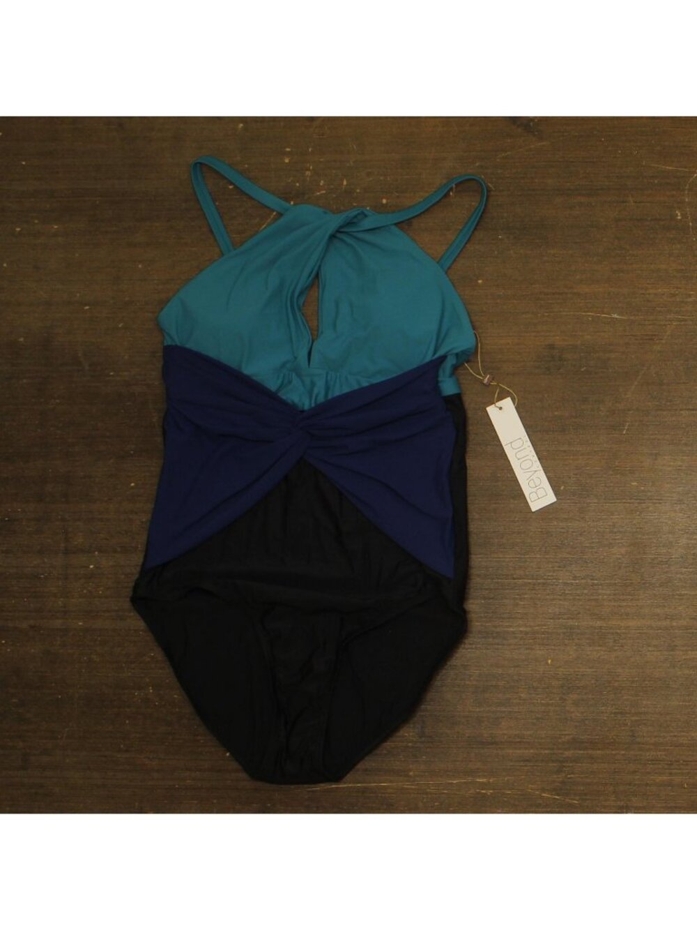 Beyond Control Swimwear Colorblock High Neck One Piece Swimsuit Blue Multi 12